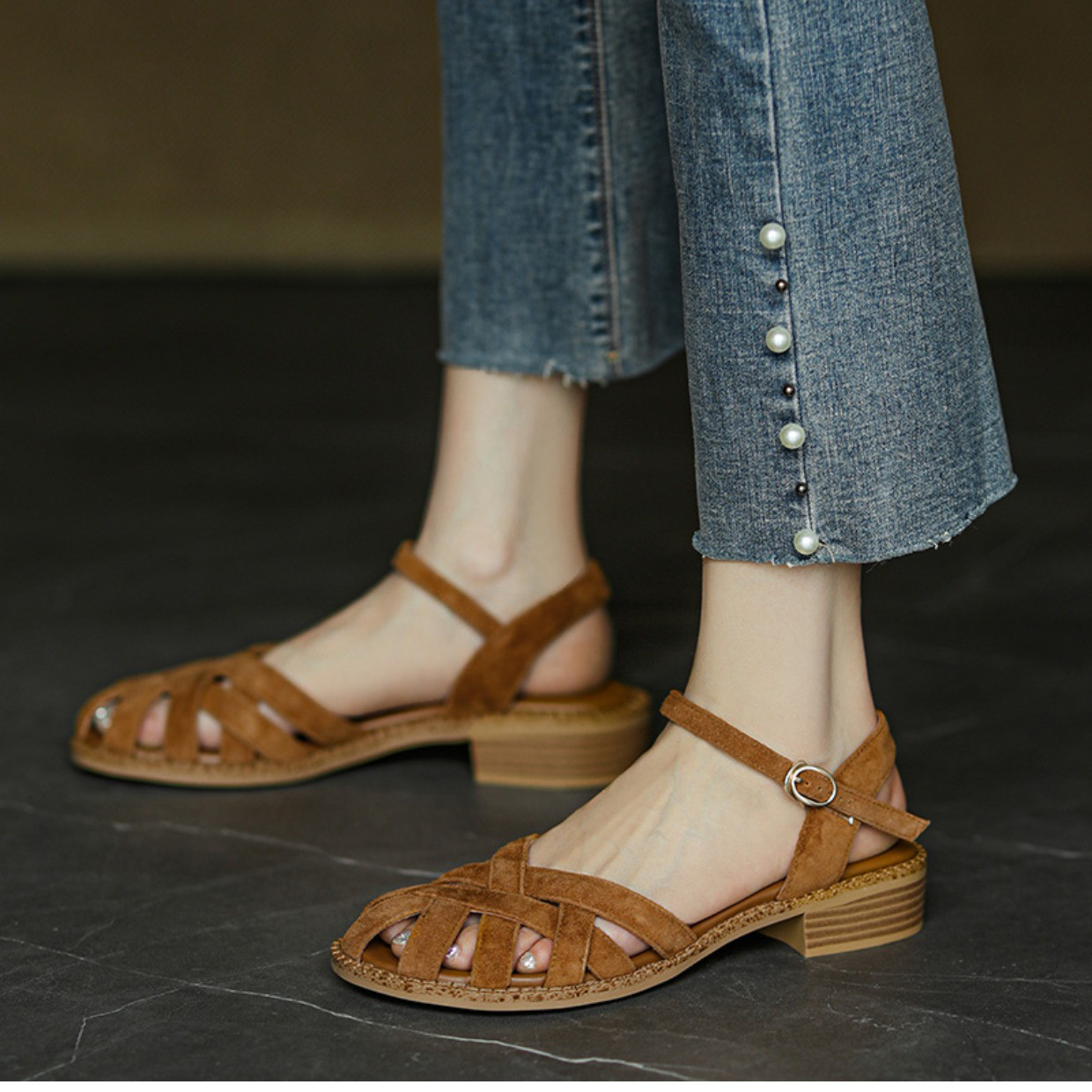 ぺたんこ サンダル フラット サンダル レディース靴 歩きやすい 履きやすい サンダル ローヒールサンダル 金木犀 秋色