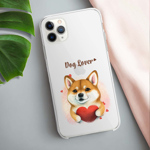 【 キュンです 柴犬 】 スマホケース　クリアソフトケース　犬　犬グッズ　プレゼント　アンドロイド対応 3枚目の画像