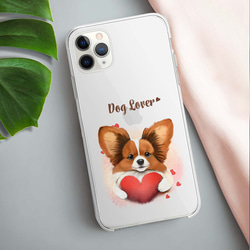 【 キュンです パピヨン 】スマホケース　クリアソフトケース　犬　犬グッズ　プレゼント　アンドロイド対応 3枚目の画像