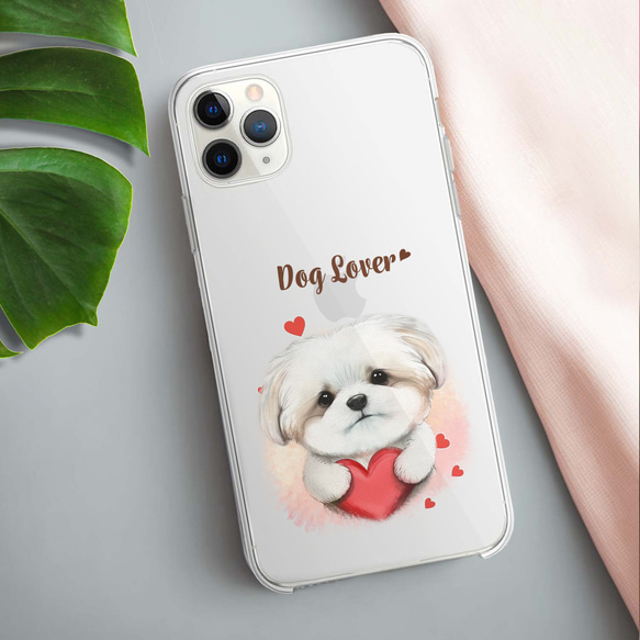 【 キュンです マルチーズ 】 スマホケース　クリアソフトケース　犬　犬グッズ　プレゼント　アンドロイド対応 3枚目の画像