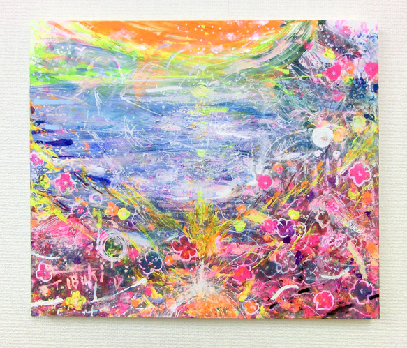 原画 「真夏の海 」 キャンバス 横45.5㎝ × 縦38㎝ × 奥行2㎝ 1枚目の画像