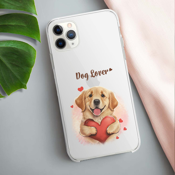 【 キュンです ゴールデンレトリバー 】 スマホケース　クリアソフトケース　犬　犬グッズ　プレゼント　アンドロイド対応 3枚目の画像