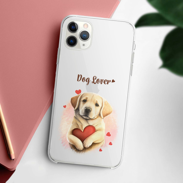 【 キュンです ラブラドールレトリバー 】 スマホケース　クリアソフトケース　犬　犬グッズ　プレゼント　アンドロイド対応 2枚目の画像