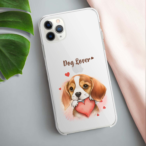 【 キュンです ビーグル 】 スマホケース　クリアソフトケース　犬　犬グッズ　プレゼント　アンドロイド対応 3枚目の画像