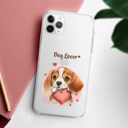 【 キュンです ビーグル 】 スマホケース　クリアソフトケース　犬　犬グッズ　プレゼント　アンドロイド対応 2枚目の画像