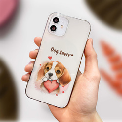 【 キュンです ビーグル 】 スマホケース　クリアソフトケース　犬　犬グッズ　プレゼント　アンドロイド対応 4枚目の画像