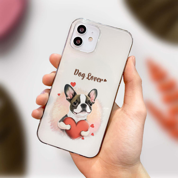 【 キュンです ボストンテリア 】 スマホケース　クリアソフトケース　犬　犬グッズ　プレゼント　アンドロイド対応 4枚目の画像