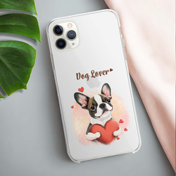 【 キュンです ボストンテリア 】 スマホケース　クリアソフトケース　犬　犬グッズ　プレゼント　アンドロイド対応 3枚目の画像