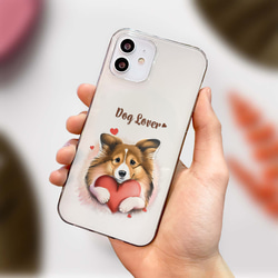 【 キュンです シェルティー 】 スマホケース　クリアソフトケース　犬　犬グッズ　プレゼント　アンドロイド対応 4枚目の画像