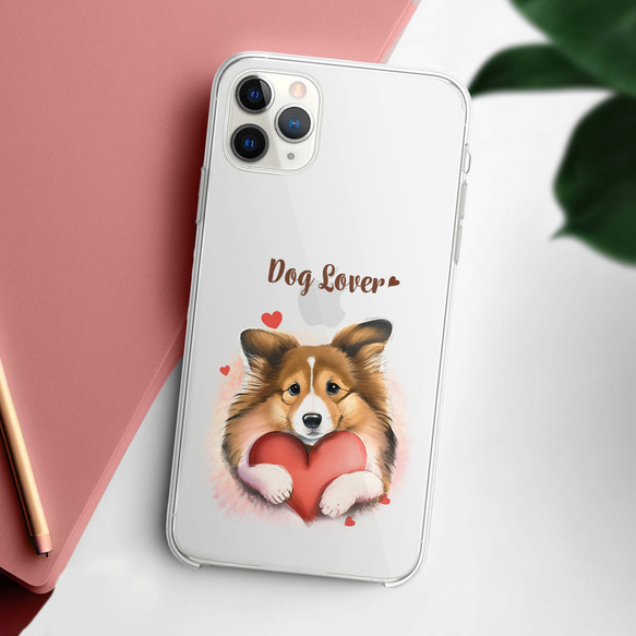 【 キュンです シェルティー 】 スマホケース　クリアソフトケース　犬　犬グッズ　プレゼント　アンドロイド対応 2枚目の画像