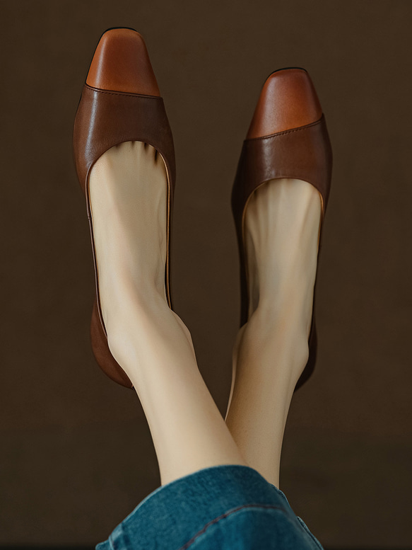 本革 レディース シューズ レディース 靴 チャイナ シューズ ローヒール パンプス 歩きやすい 疲れない 履きやすい 5枚目の画像