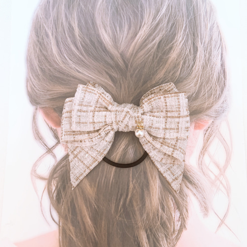 新作 ツイードリボン ヘアゴム オシャレ好きさんに 入学式 卒業式 結婚