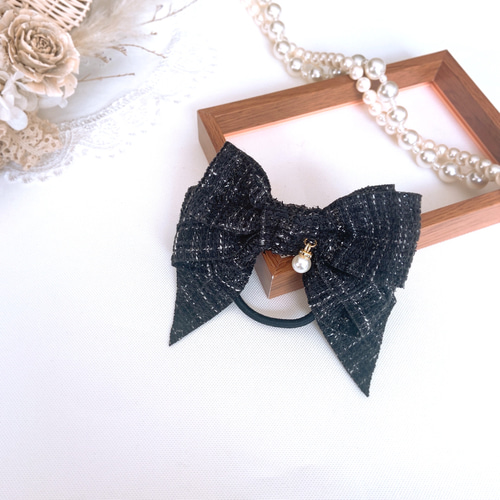 新作 ツイードリボン ヘアゴム オシャレ好きさんに 入学式 卒業式 結婚