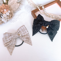 ツイードリボン ヘアゴム オシャレ好きさんに 入学式 卒業式 結婚式