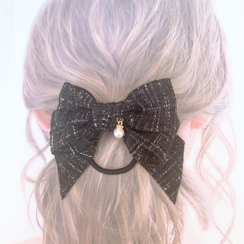 ツイードリボン ヘアゴム オシャレ好きさんに 入学式 卒業式 結婚式