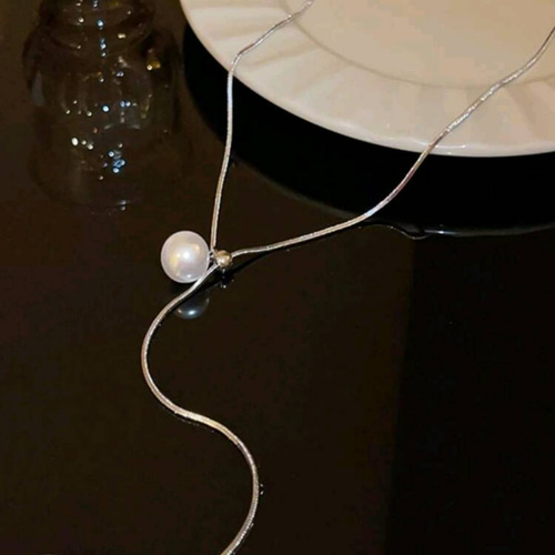 大人のパールY字ネックレス シルバーネックレス ゴールドネックレス