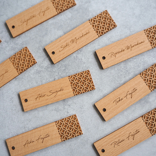 和柄席札 和婚 七宝 モダン ウェディング 木製 名入れ 席次表・席札