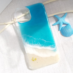 【人気商品】海スマホケース iPhoneケース 海 波打ち際 夏 青 アイフォンケース スマホショルダー 2枚目の画像
