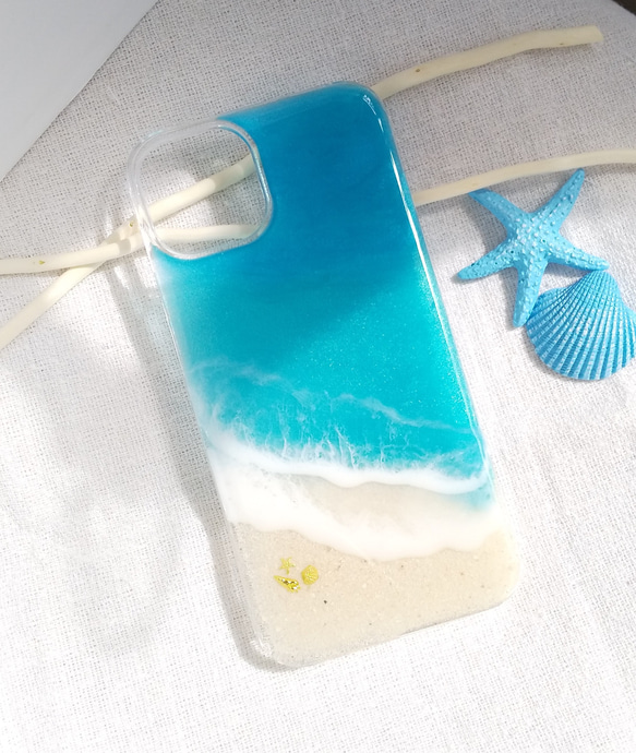 【人気商品】海スマホケース iPhoneケース 海 波打ち際 夏 青 アイフォンケース スマホショルダー 2枚目の画像