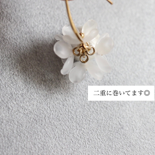 春 花咲く コットンパール × フラワー デザインフックピアス ▪︎大人 