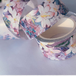 6巻 海外和紙テープ フラワーパーティー 花束 花之聚會 和紙マスキングテープ(剥離紙付き) 花系 装飾系 海外マステ 2枚目の画像