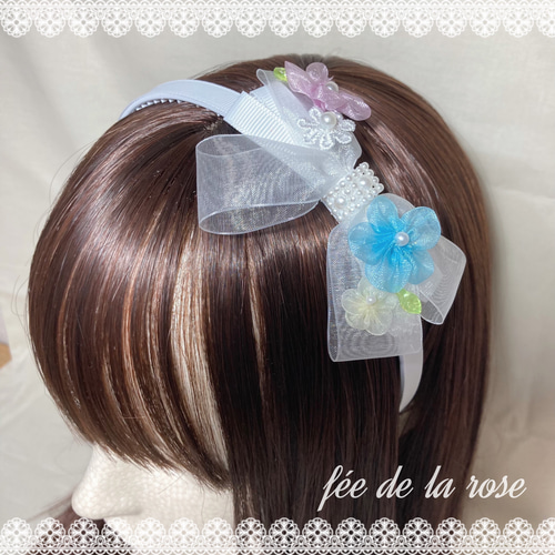 お花とリボンのカチューシャ 姫かわ 夢かわ ヒピホピ プリンセス