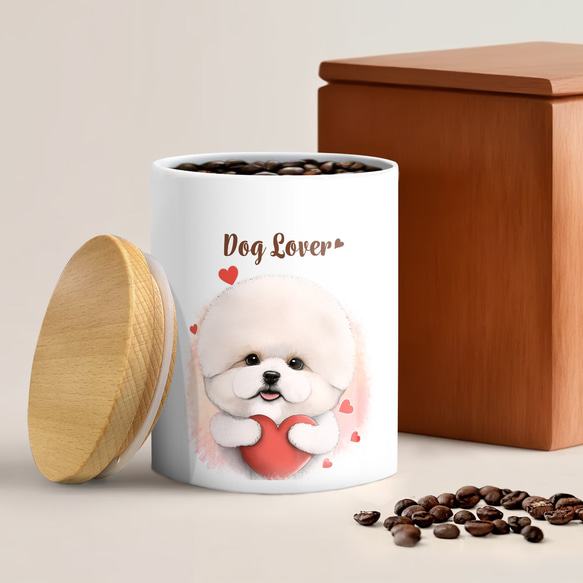 【 キュンです ビションフリーゼ  】キャニスター　保存容器　お家用　プレゼント　犬　ペット　うちの子　犬グッズ 2枚目の画像