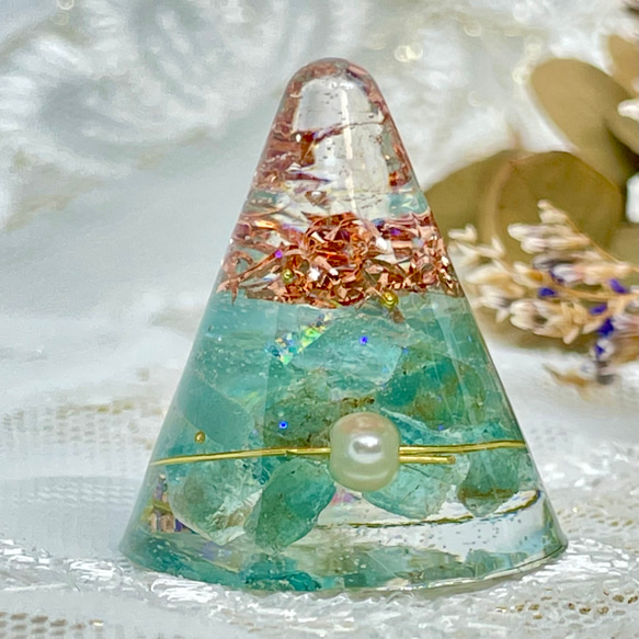 薔薇のオルゴナイト【小サイズ・グリーンカラー】 薔薇のオルゴナイト【小サイズ・グリーンカラー】