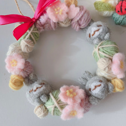毛糸玉リース☆ピンクグレー２ 毛糸玉リース☆ピンクグレー2
