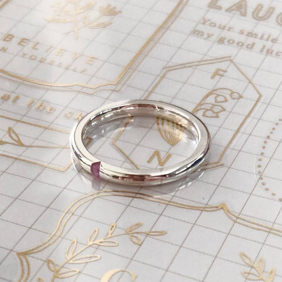 ピンクサファイア　甲丸の指輪 サイズ指定可能　silver950 1枚目の画像