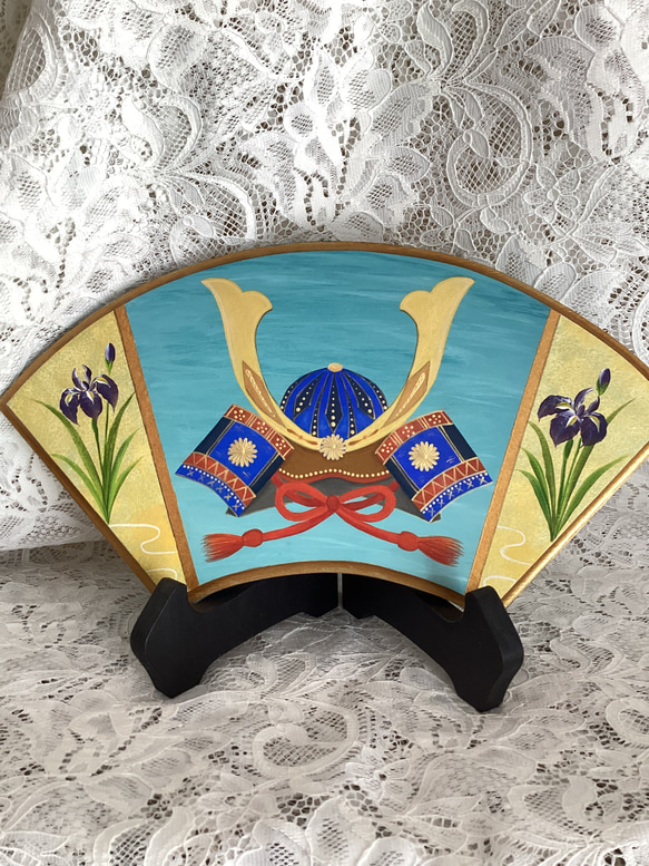 兜とあやめ(現品のみ無料中古木製イーゼル付) トールペイント