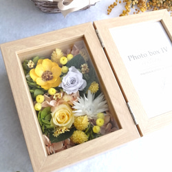 木目調ナチュラル】プリザーブドフラワーのフォトフレームアレンジ