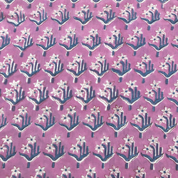【50cm単位】パープルホワイトスモールフラワー　インド　ハンドブロックプリント生地　テキスタイル  コットン 3枚目の画像