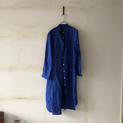 スタンドカラーlong shirt/ロングシャツ　ロイヤルブルー 1枚目の画像