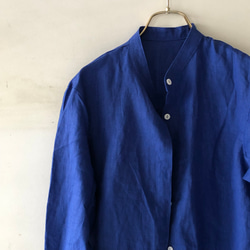 スタンドカラーlong shirt/ロングシャツ　ロイヤルブルー 2枚目の画像
