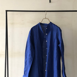 スタンドカラーlong shirt/ロングシャツ　ロイヤルブルー 10枚目の画像