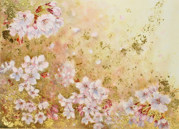 桜の油絵F4ボード 1枚目の画像