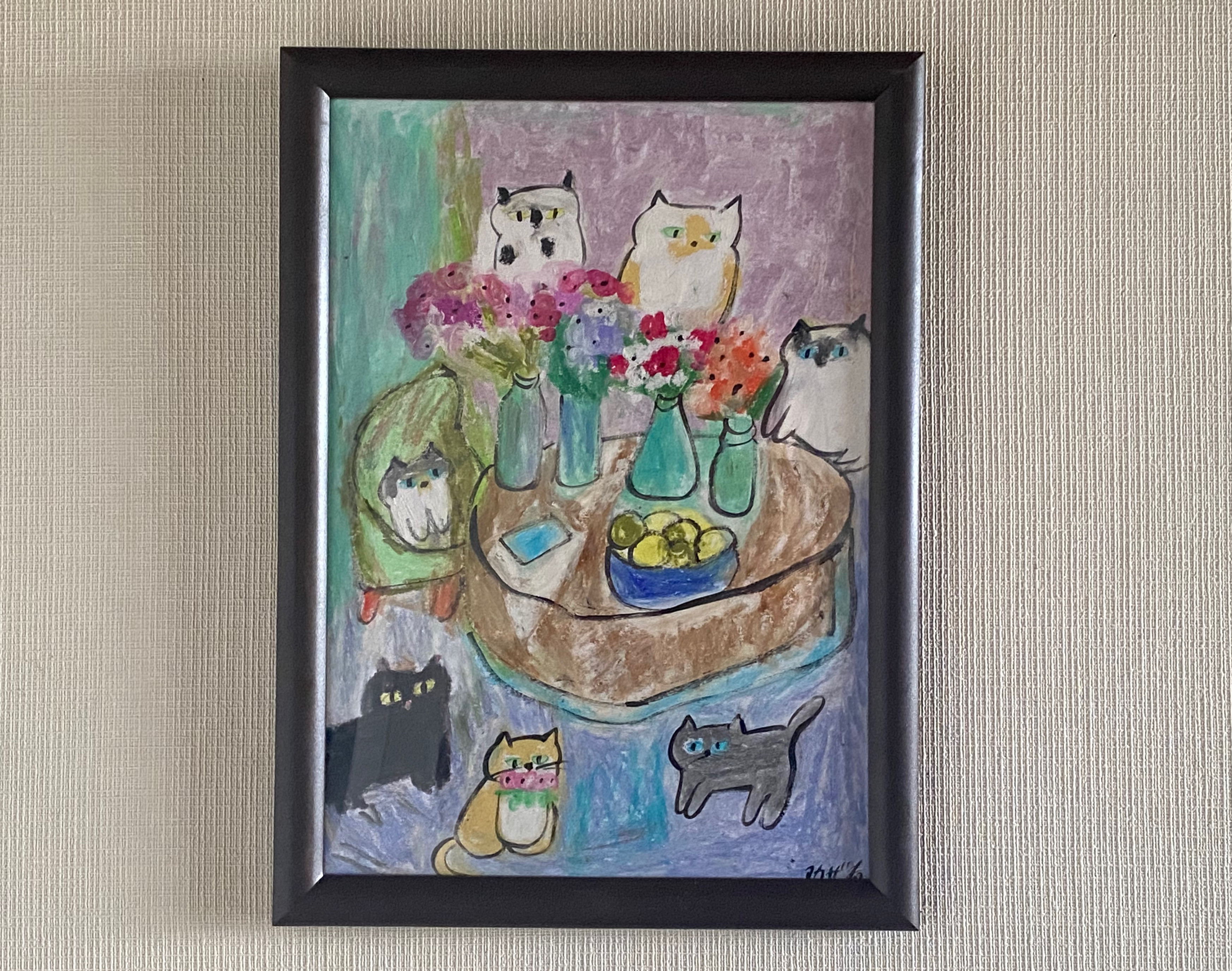 【超安い】 絵画 。手描き【きれいな花をたくさん買って部屋に置いてある 絵画