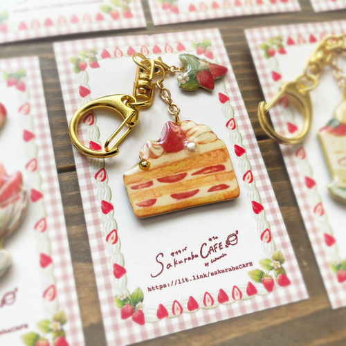 【楽ギフ_のし宛書】 いちごチャーム付き ショートケーキバッグチャーム【受注生産 チャーム