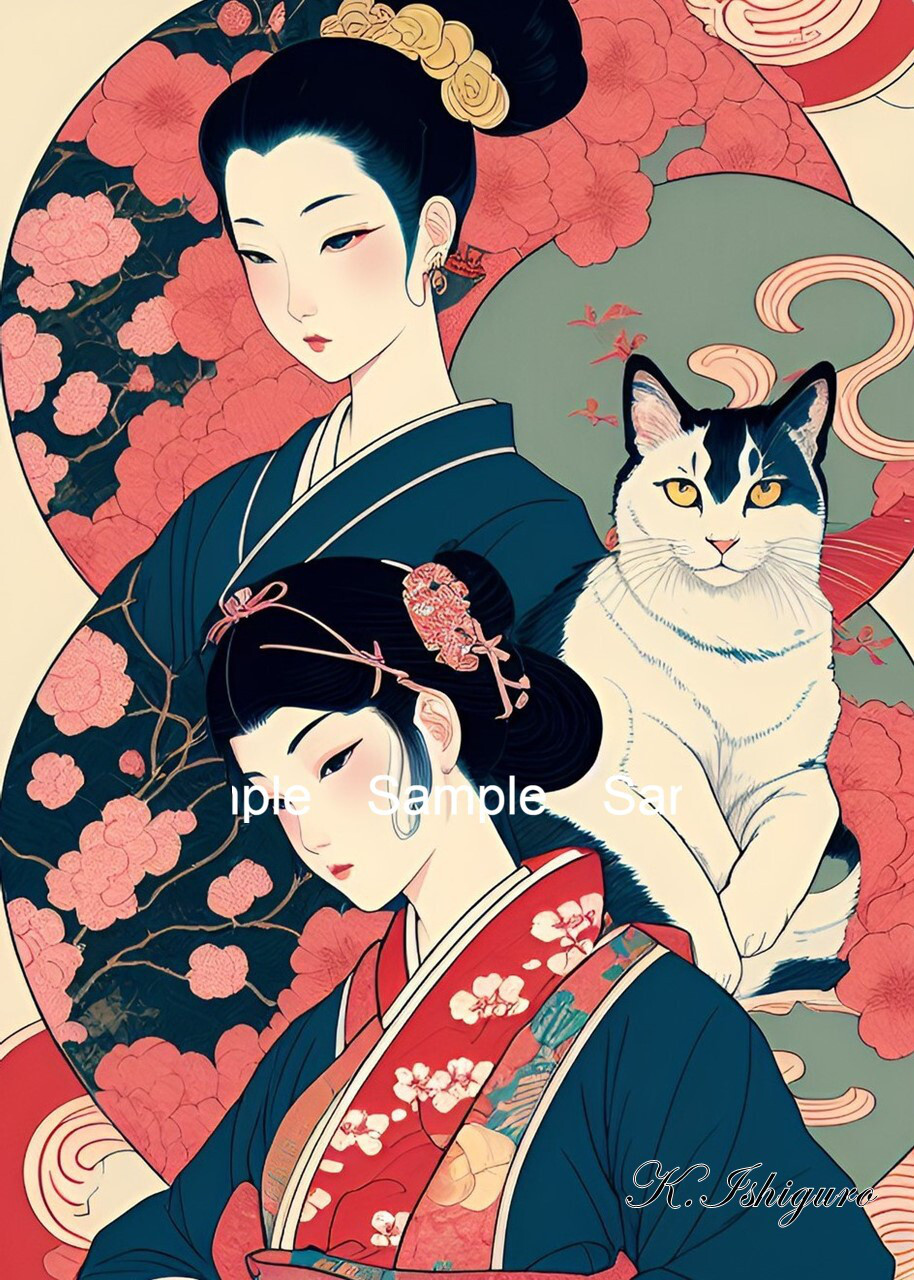 【真作】浮世絵 女性と子供 真作】浮世絵 女性と子供