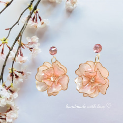 ❀ぼたん桜❀ノンホールピアス 2枚目の画像