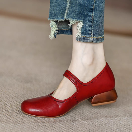 ほぼ未使用 ダックフィート メリージェーン 本革 ストラップシューズ レザー 赤 s-l1200.jpg