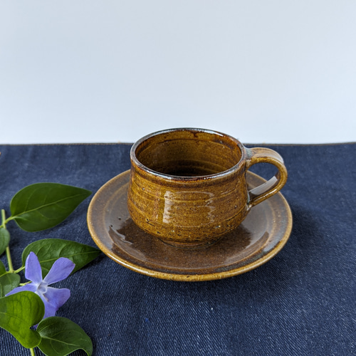 飴色のコーヒーカップ&ソーサー 【手仕事 民藝 和 陶器 】 ティー