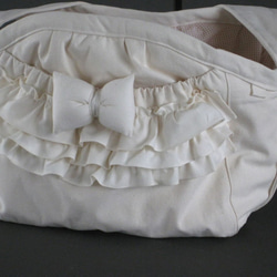 受注制作　ＬＬサイズ　肩ベルト１００センチ　生成りプレーンキャンバス(帆布)スリングバッグ 7枚目の画像