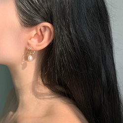 Aquata珍珠旋轉耳環 (14K包金) / Aquata Pearl Spiral Earrings (14KGF) 第6張的照片