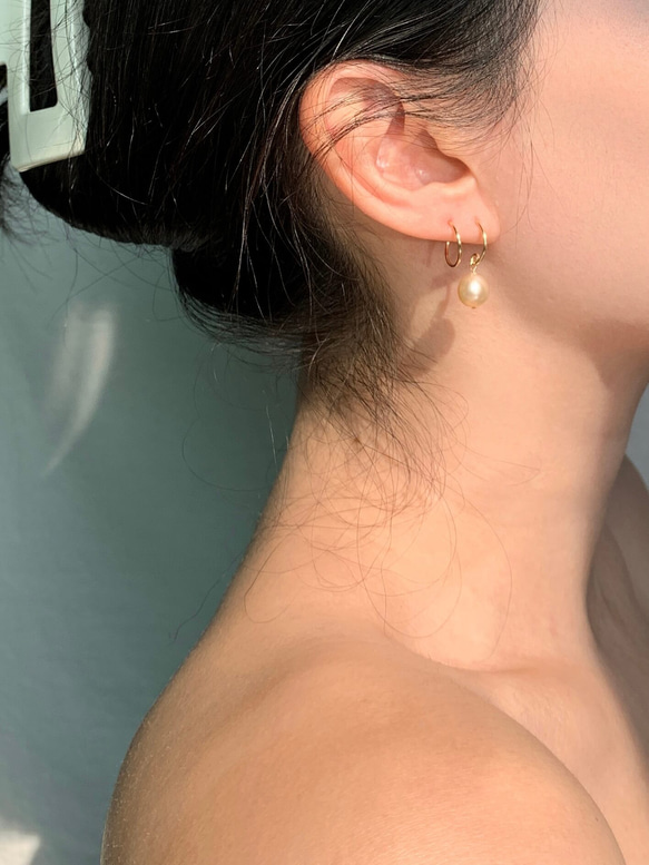 Ariel珍珠旋轉耳環(14K包金) /　Ariel Pearl Spiral Earrings (14KGF) 第3張的照片