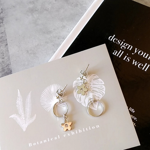 M017 Flower × Ring アシンメトリーピアス ピアス（スタッド・一粒