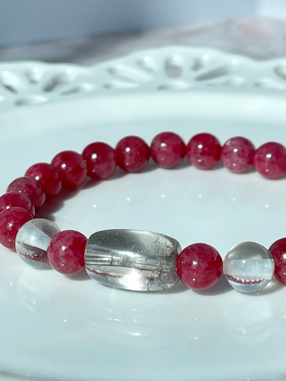 高品質]ブラジル産レッドファントムクォーツブレスレット（約6.5mm玉