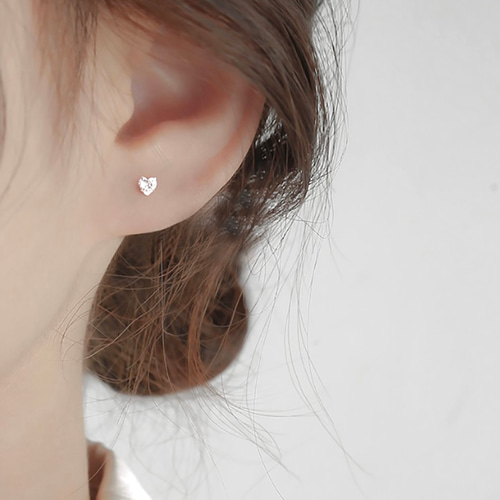 new✨1粒ハートピアス/キュービックジルコニアsilver925 ピアス