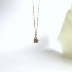 K10【4月の誕生石】4mm美粒オーストラリア産シャンパンカラー「ダイヤモンド」ネックレス 10枚目の画像